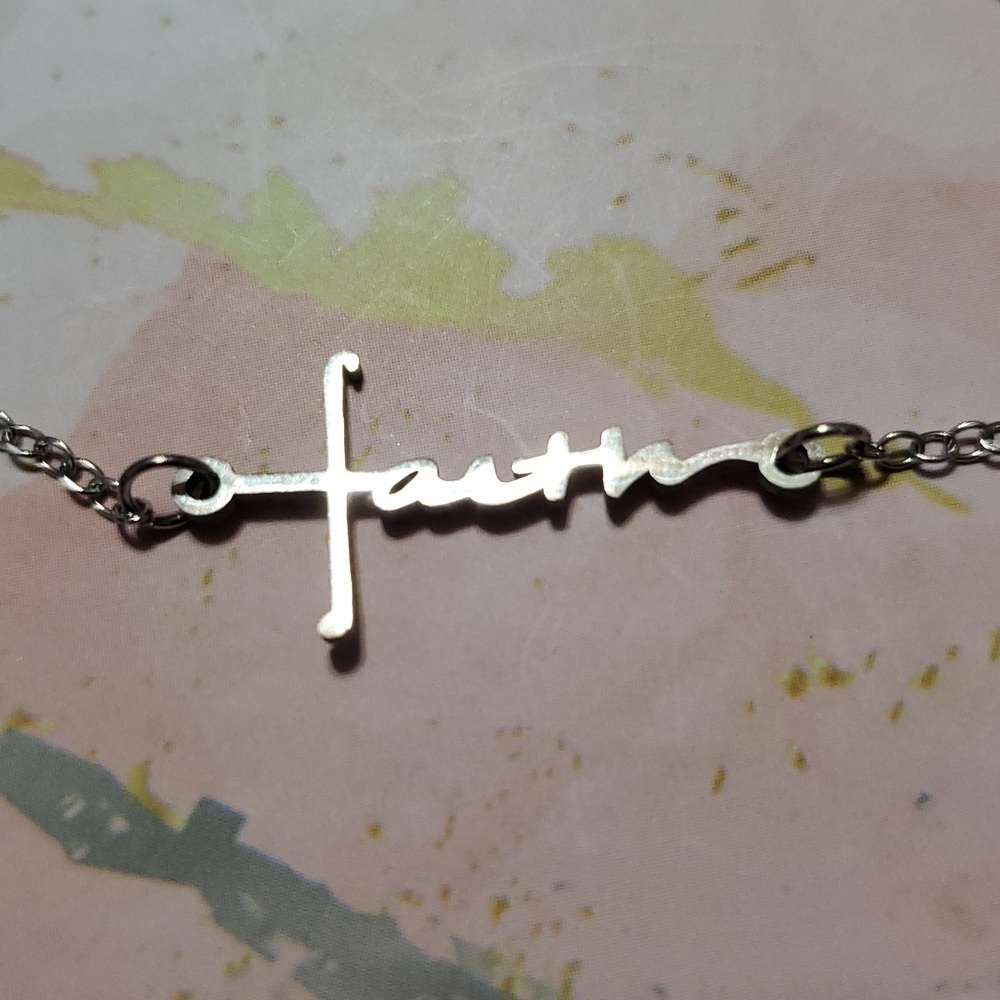 Stainless Steel “Faith” Script Cross Bracelet – Inspirational Faith Jewelry